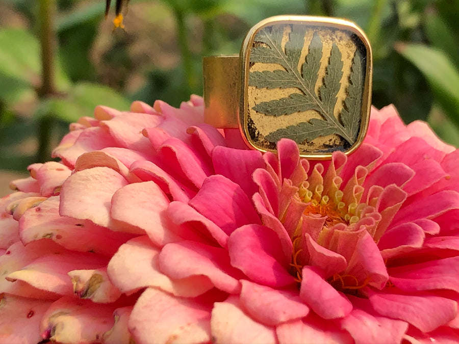 Fern Adjustable Square Ring