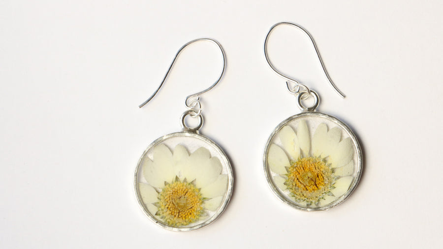 Daisy Hammered Circle Earrings