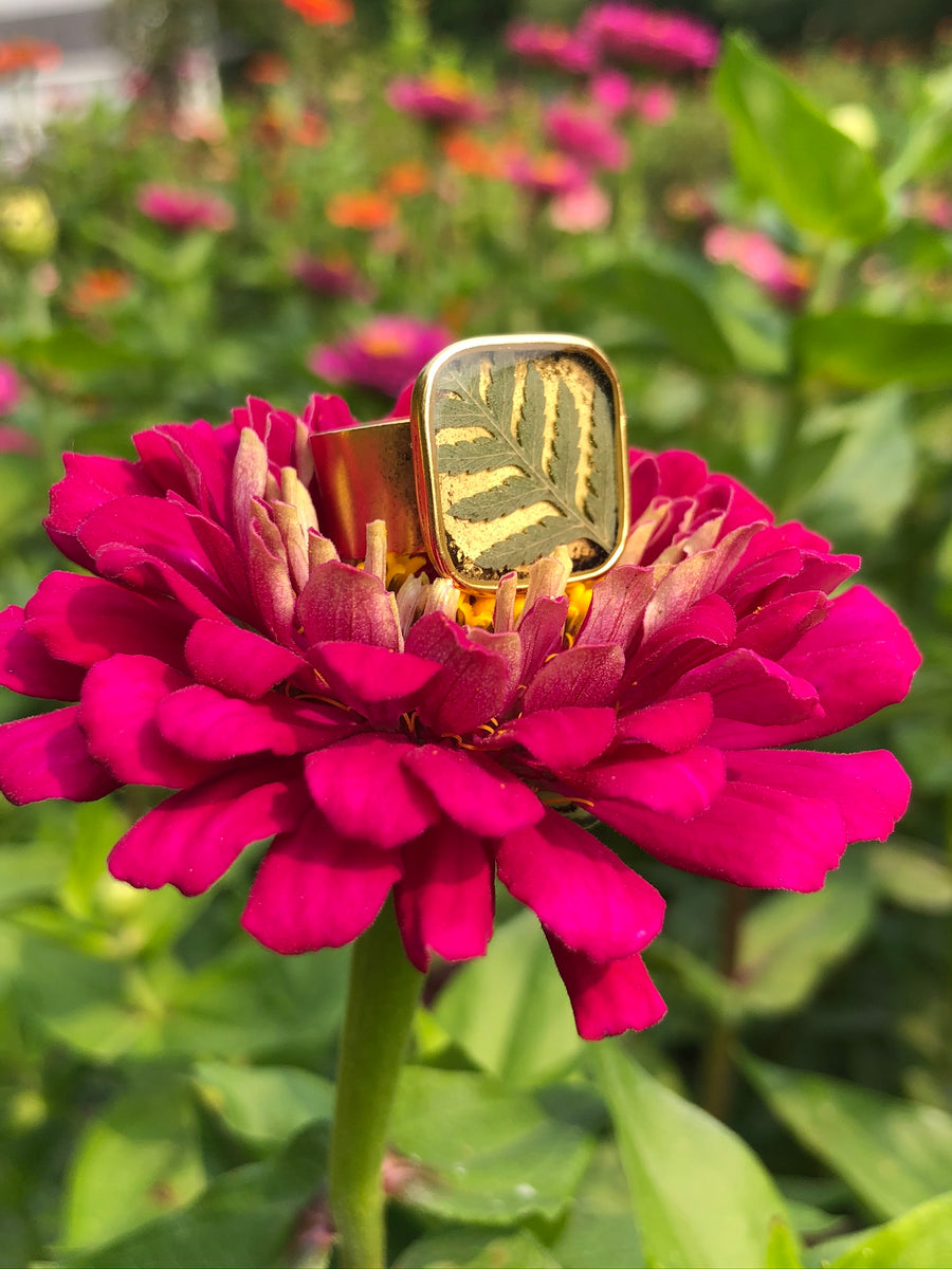 Fern Adjustable Square Ring