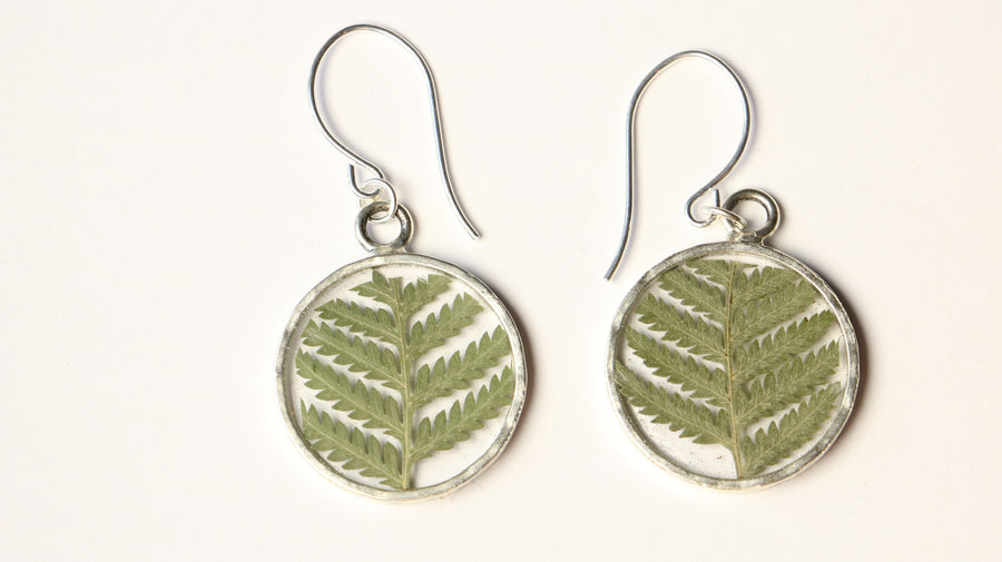 Fern Hammered Circle Earrings