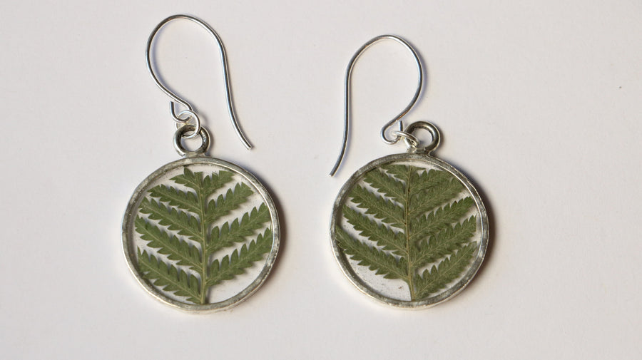 Fern Hammered Circle Earrings