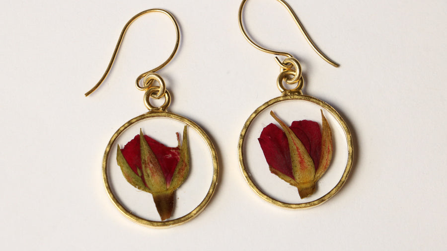 Rose Hammered Circle Earrings