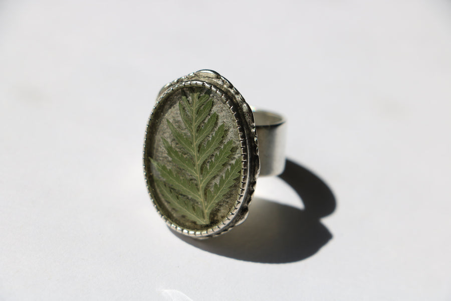 Fern Adjustable Ornate Large Oval Ring