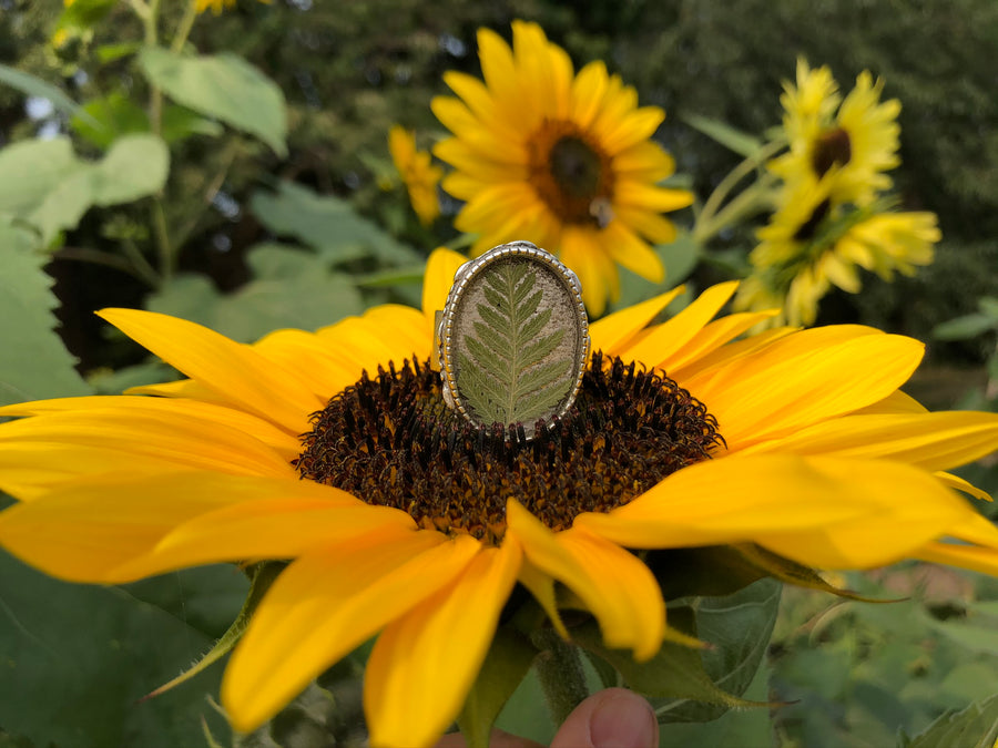 Fern Adjustable Ornate Large Oval Ring