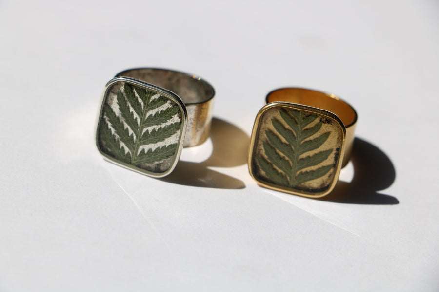 Fern Adjustable Square Ring