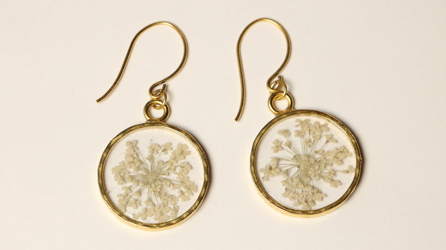 Queen Anne's Lace Hammered Circle Earrings