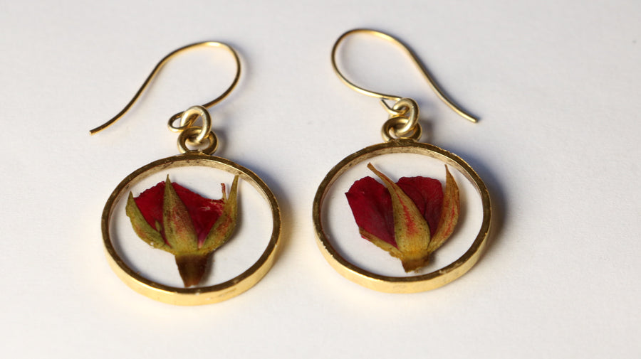 Rose Hammered Circle Earrings