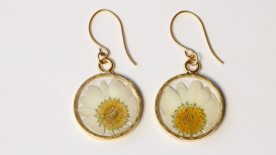 Daisy Hammered Circle Earrings