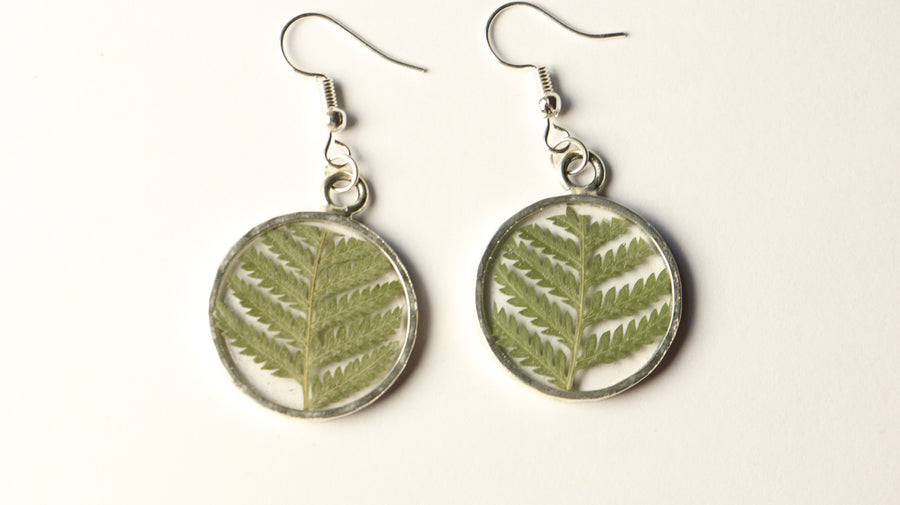 Fern Hammered Circle Earrings