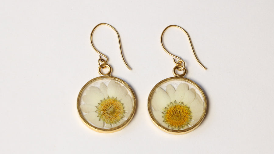 Daisy Hammered Circle Earrings