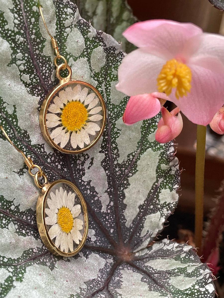 Daisy Hammered Circle Earrings