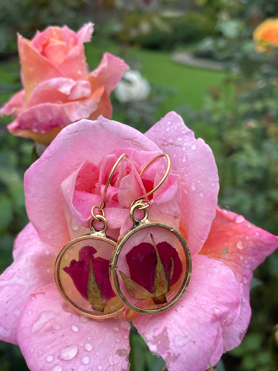 Rose Hammered Circle Earrings