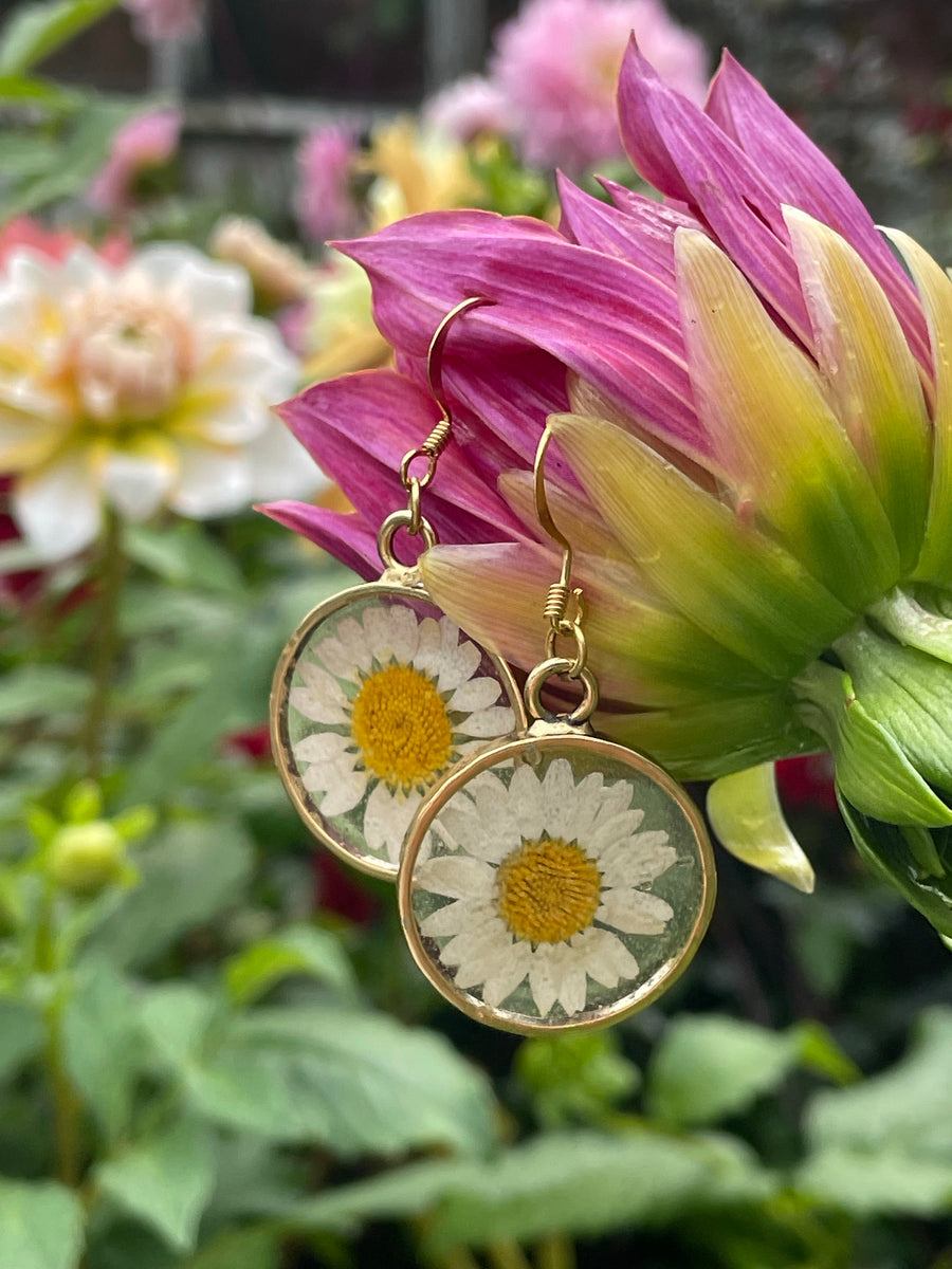 Daisy Hammered Circle Earrings