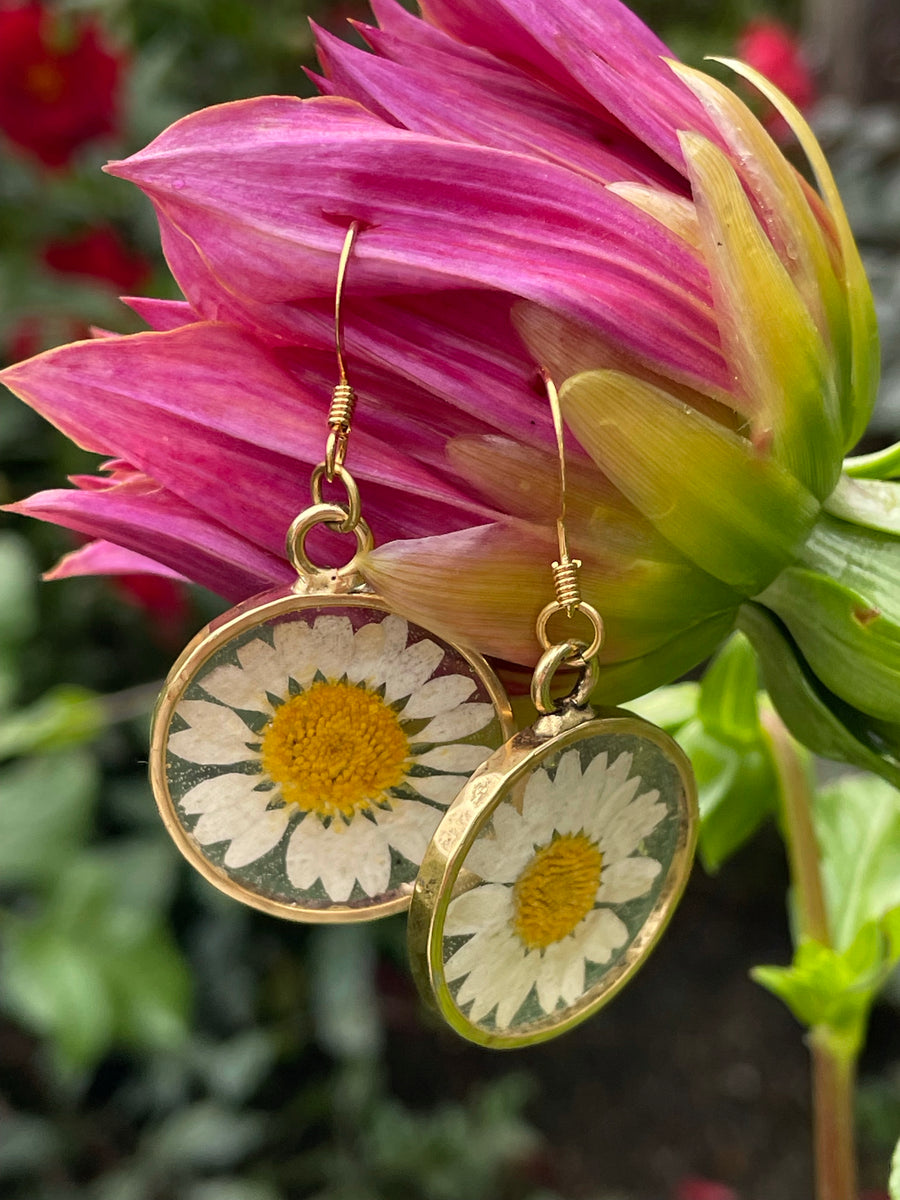 Daisy Hammered Circle Earrings