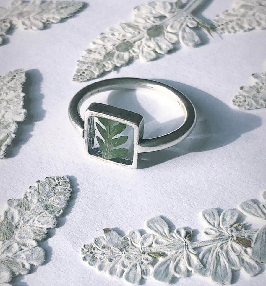 Fern Transparent Square Ring