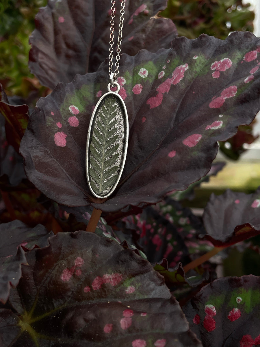 Long Oval Fern Necklace