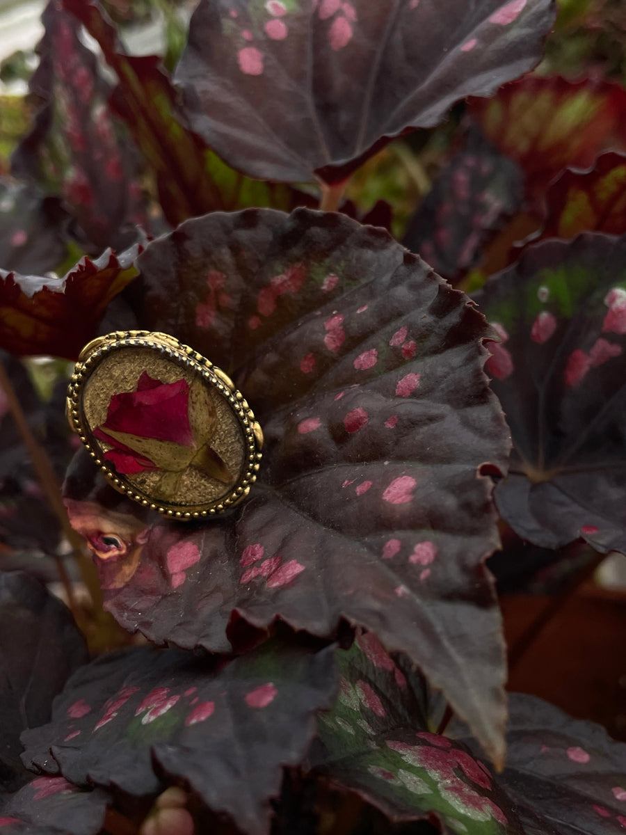 Rose Ornate Oval Adjustable Ring