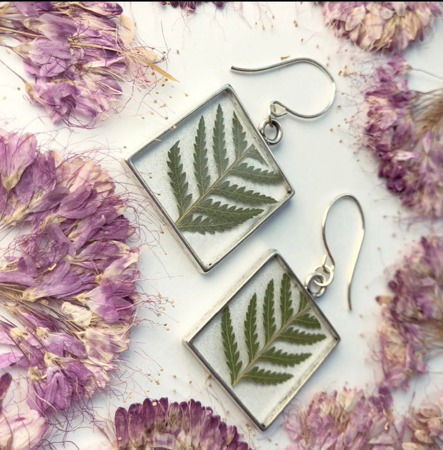 Fern Square Earrings