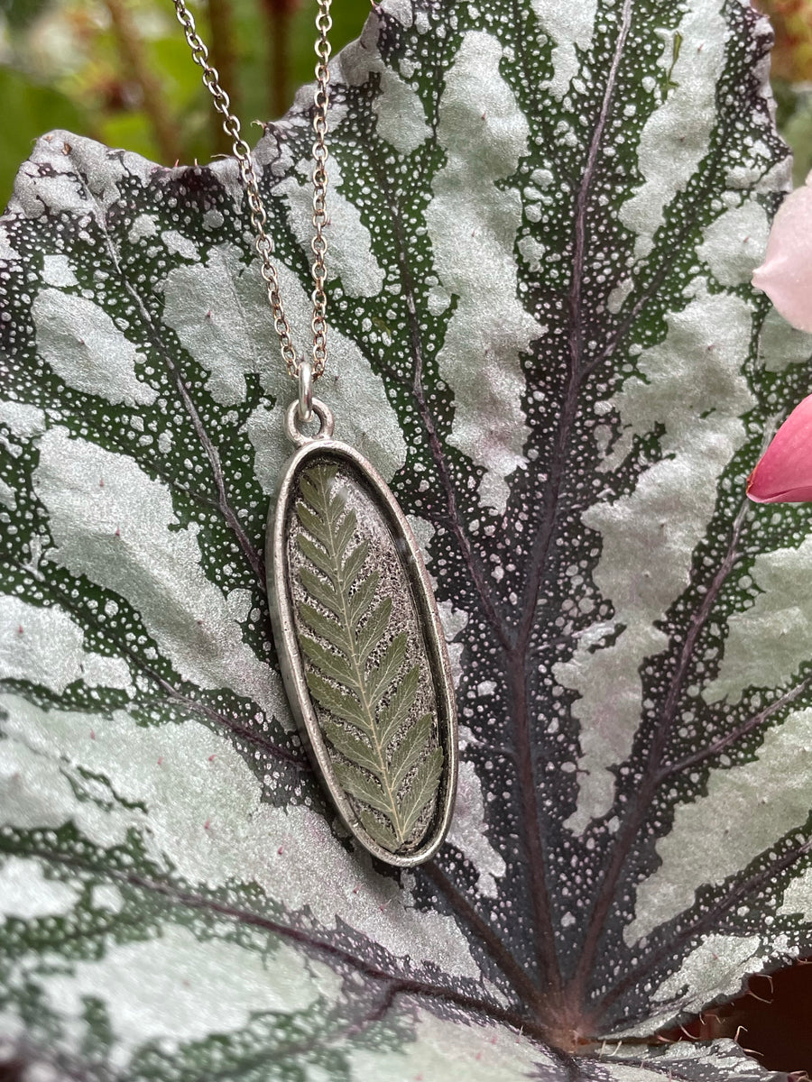 Long Oval Fern Necklace