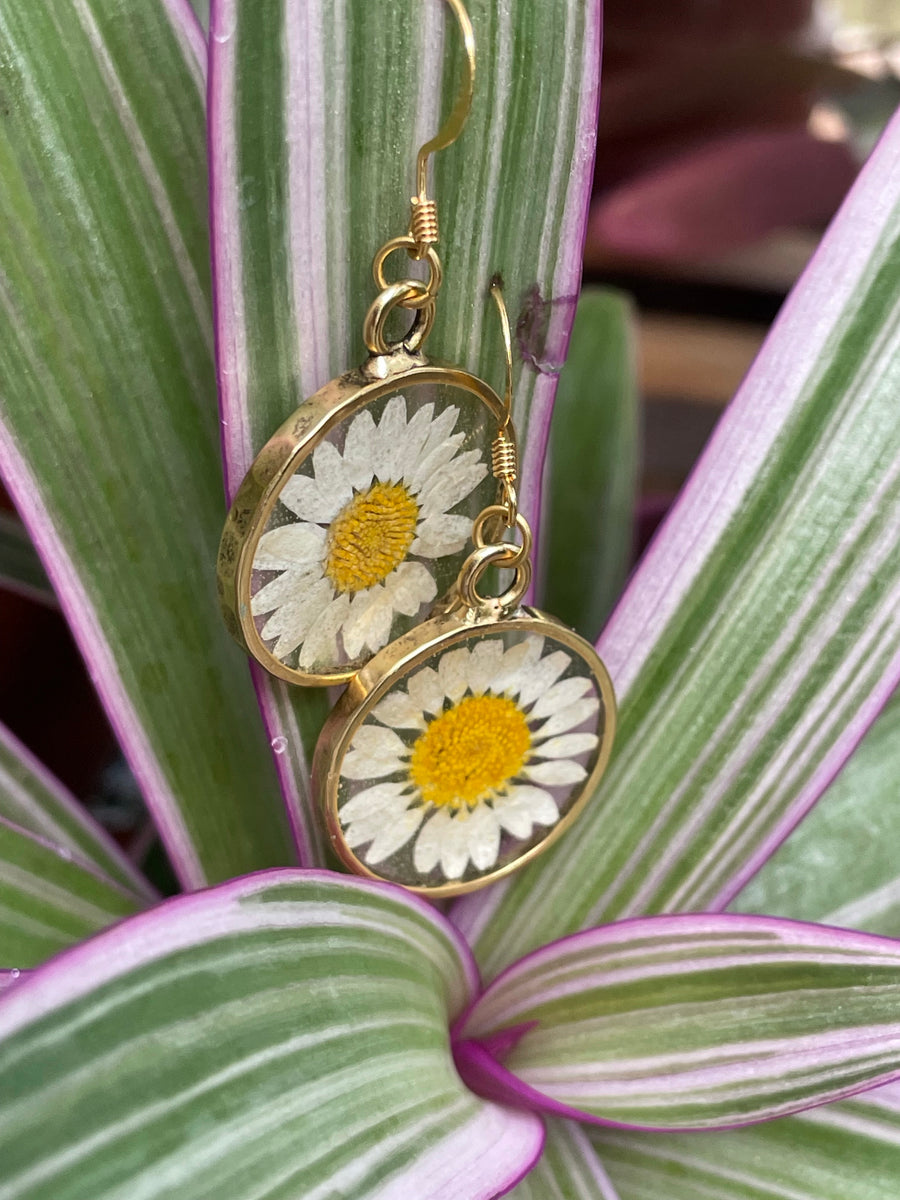 Daisy Hammered Circle Earrings