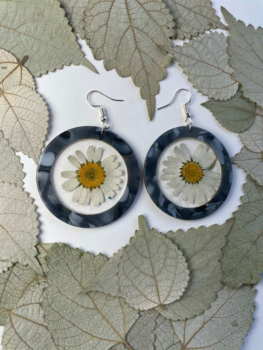 Tortoise Shell Large Daisy Hoops